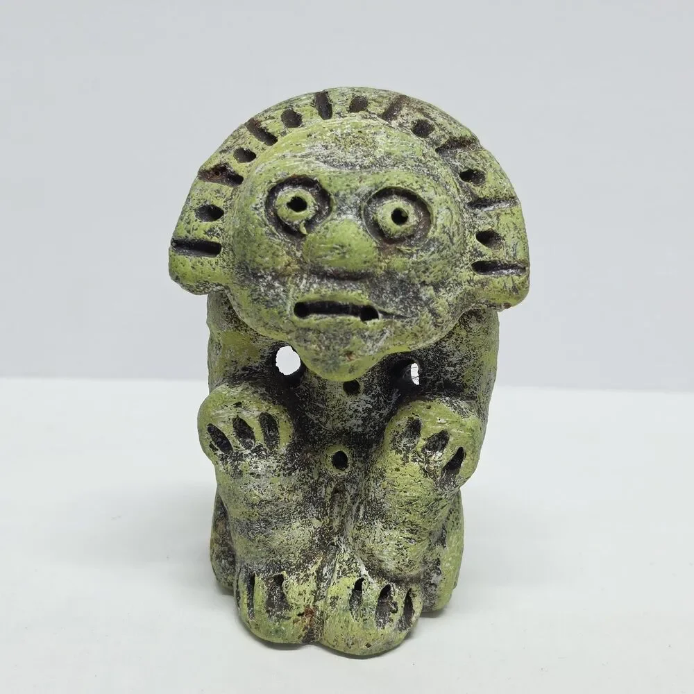 Vintage Taino Sun God Indigenous Pre Colombian Style Figurine Tribal Art Decor
